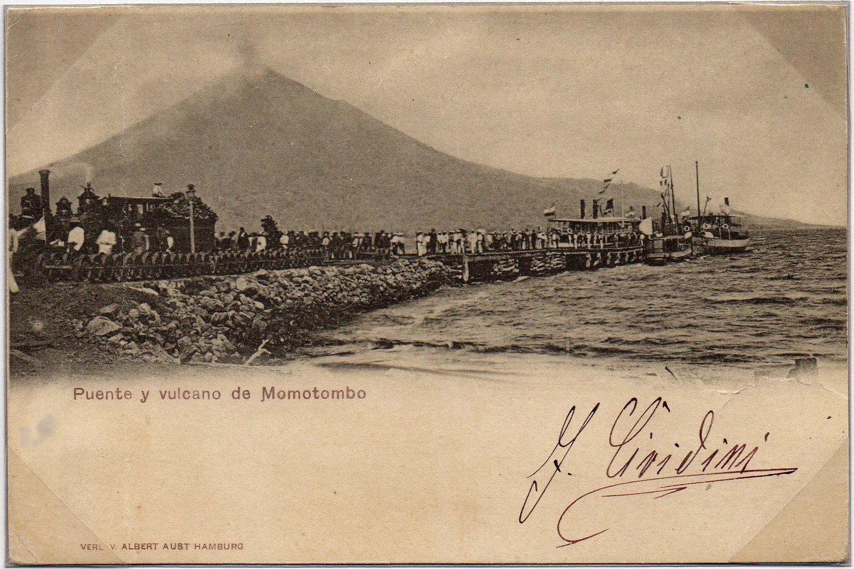 timbres-poste sellos postales stamps Nicaragua Momotombo Volcano & Train 1900